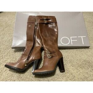 BNWT Loft Women’s Brittany Buckle Tall Boot, 4” Heel, Size 6.5, Cognac